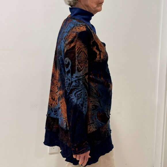 Kamana burnout tie-dye multi-layered V-neck sweater, L - Picture 7 of 10